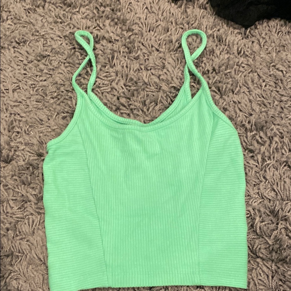 Urban Outfitters Green Sleeveless Fitted Crop Top
